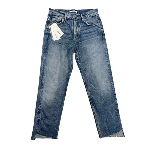 GRLFRND Helena High Rise Straight Leg Jeans Button Fly Raw Hem Premium Size 27 - Picture 3 of 13